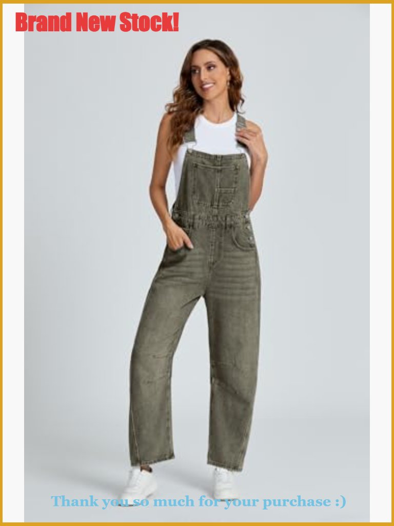 Cotton Blend Denim Overall With Adjustable Straps Wide Leg Jumpsuit